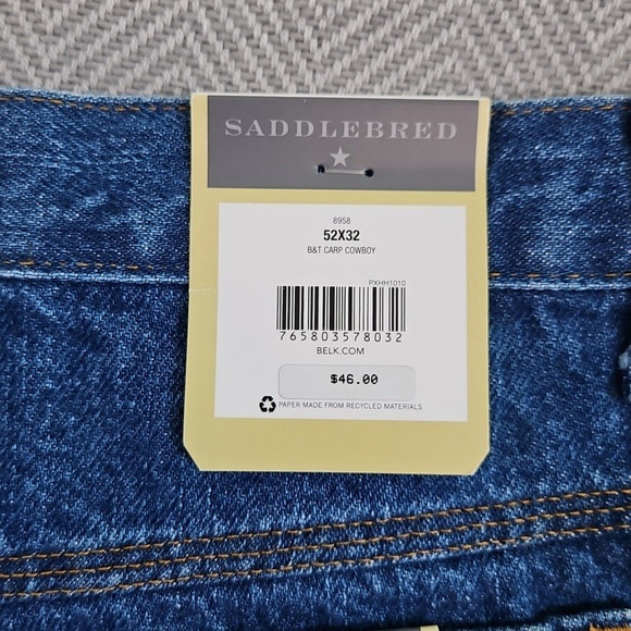 Saddlebred Big & Tall Carpenter Jeans Men's 52x32 Medium Wash Style 8958 NWT - Picture 7 of 16